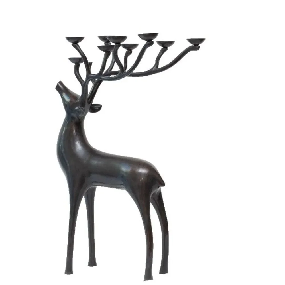 Pottery Barn Black Metal Reindeer Candelabra Candle Holder 20